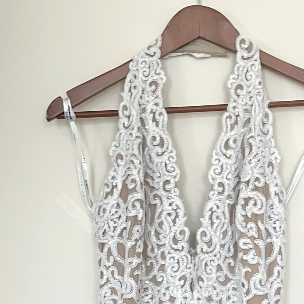 Beaded lace bridal dress by Tadashi Shoji